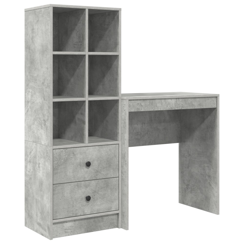 vidaXL Birou cu stocare gri beton din MDF