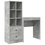 vidaXL Birou cu stocare gri beton din MDF vidaXL Birou cu stocare gri beton din MDF