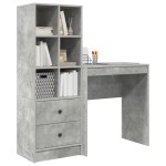 vidaXL Birou cu stocare gri beton din MDF vidaXL Birou cu stocare gri beton din MDF