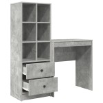 vidaXL Birou cu stocare gri beton din MDF vidaXL Birou cu stocare gri beton din MDF
