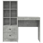 vidaXL Birou cu stocare gri beton din MDF vidaXL Birou cu stocare gri beton din MDF