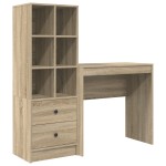 vidaXL Birou cu Stocare Sonoma Oak Lemn Inginerizat vidaXL Birou cu Stocare Sonoma Oak Lemn Inginerizat