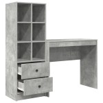 vidaXL Birou cu Stocare Gri Beton Lemn Prelucrat vidaXL Birou cu Stocare Gri Beton Lemn Prelucrat