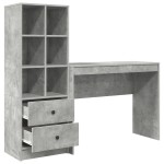 vidaXL Birou cu stocare gri beton din lemn ingineresc vidaXL Birou cu stocare gri beton din lemn ingineresc