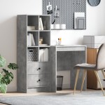 vidaXL Birou cu Stocare Gri din Beton Ingineresc vidaXL Birou cu Stocare Gri din Beton Ingineresc