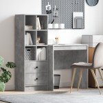 vidaXL Birou cu Stocare Gri Concret Lemn Prelucrat vidaXL Birou cu Stocare Gri Concret Lemn Prelucrat