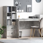vidaXL Biroul cu stocare gri din lemn compus vidaXL Biroul cu stocare gri din lemn compus