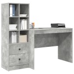 vidaXL Biroul cu stocare gri din lemn compus vidaXL Biroul cu stocare gri din lemn compus