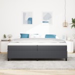 vidaXL Pat cu arcuri Gri închis 200 x 200 cm Țesătură de catifea vidaXL Pat cu arcuri Gri închis 200 x 200 cm Țesătură de catifea