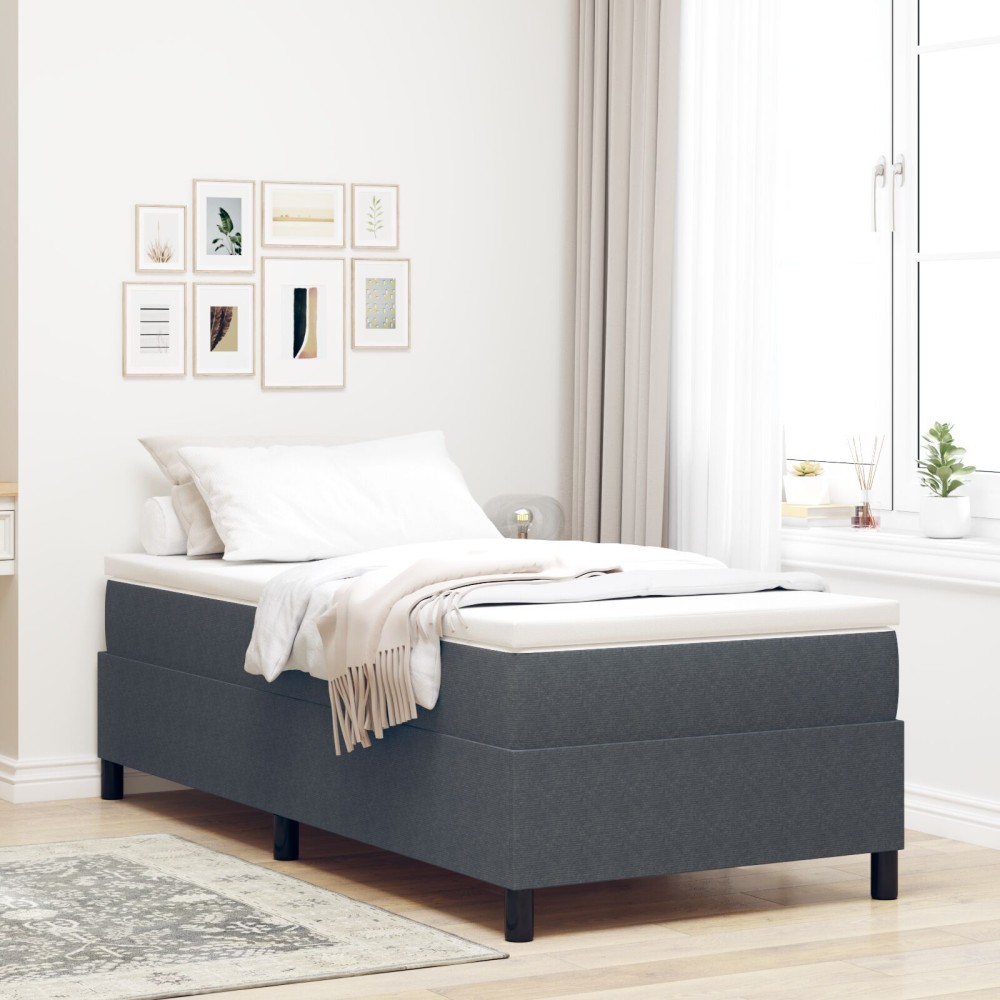 vidaXL Pat cu arcuri Gri închis și Alb 203 x 90 x 60 cm