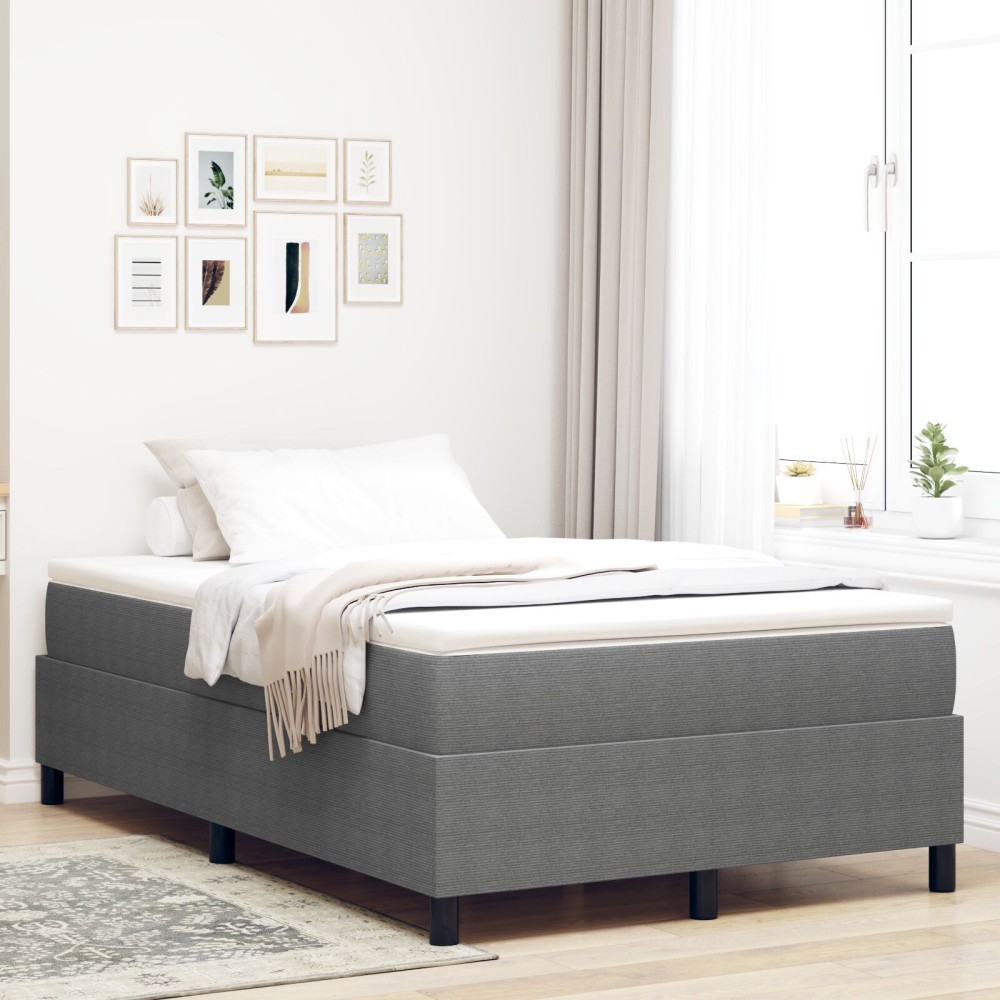 vidaXL Pat cu arcuri Gri deschis și Alb 203 x 120 x 60 cm