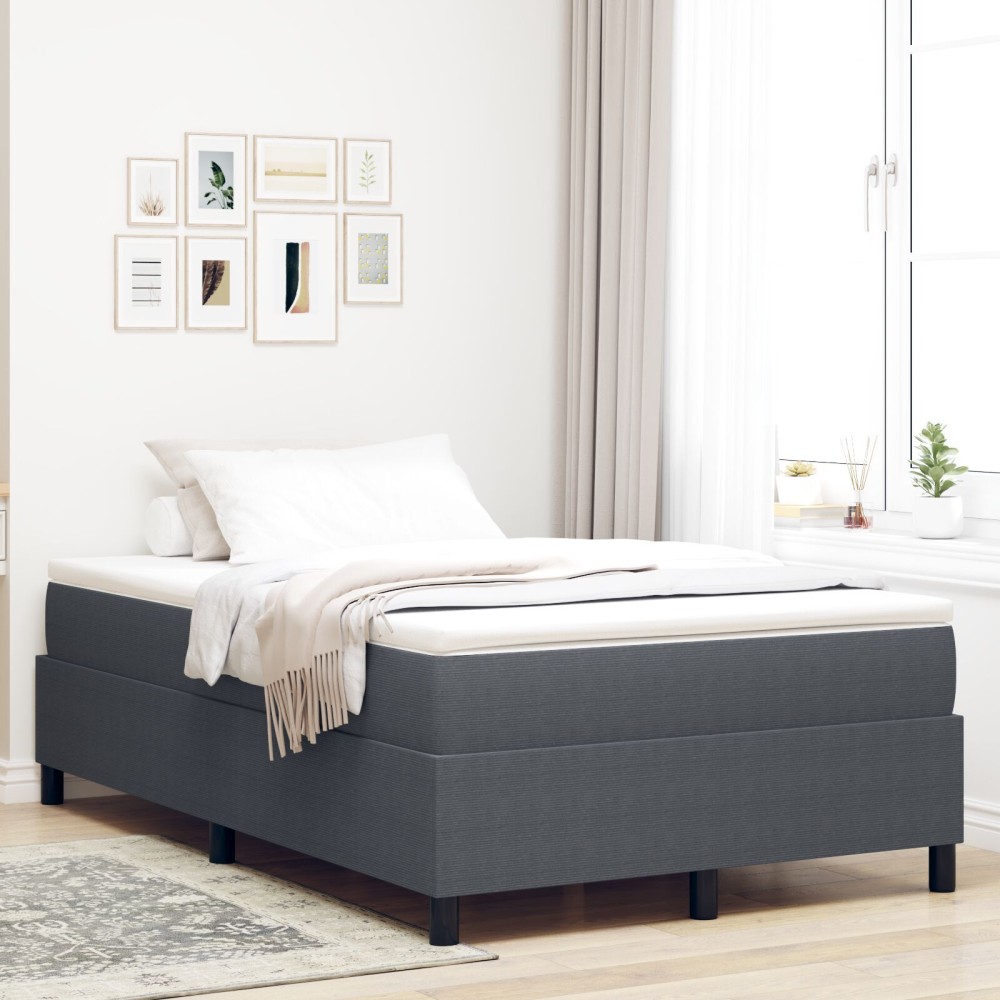 vidaXL Pat cu arcuri Gri închis și Alb 203 x 120 x 60 cm