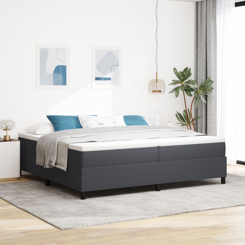 vidaXL Pat cu arcuri Gri închis și alb 203 x 200 x 60 cm