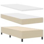 vidaXL Pat cu arcuri Manual Gri deschis și alb. 203 x 80 x 88 cm vidaXL Pat cu arcuri Manual Gri deschis și alb. 203 x 80 x 88 cm
