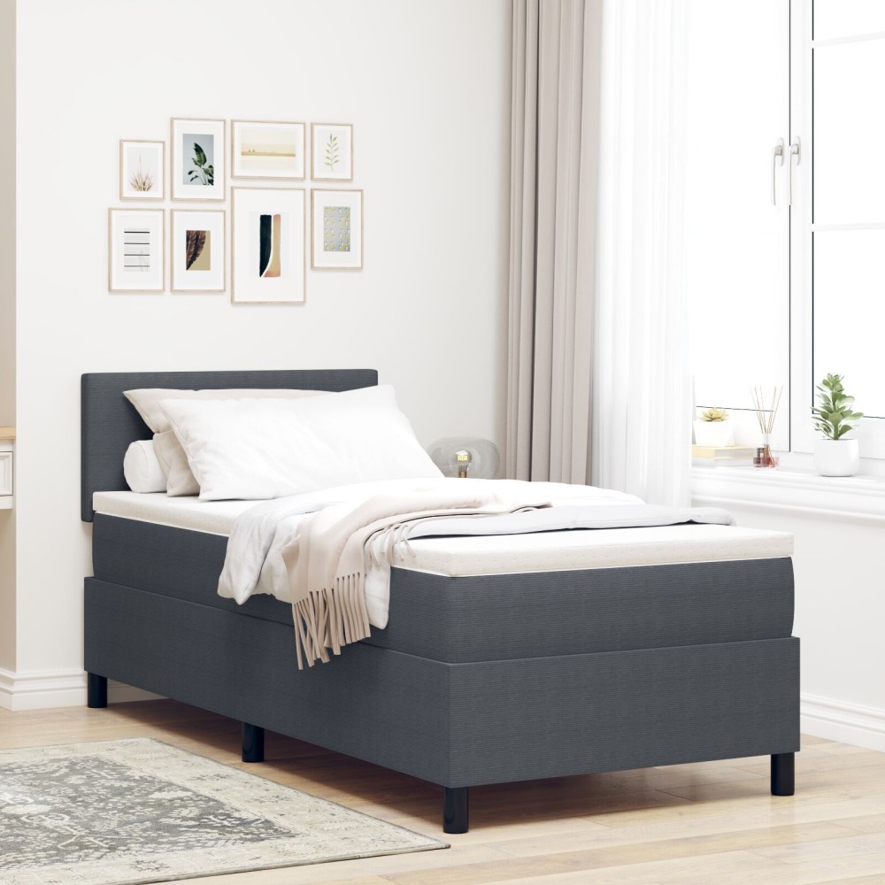 vidaXL Pat cu arcuri Manual Gri Închis și Alb 193 x 90 x 88 cm
