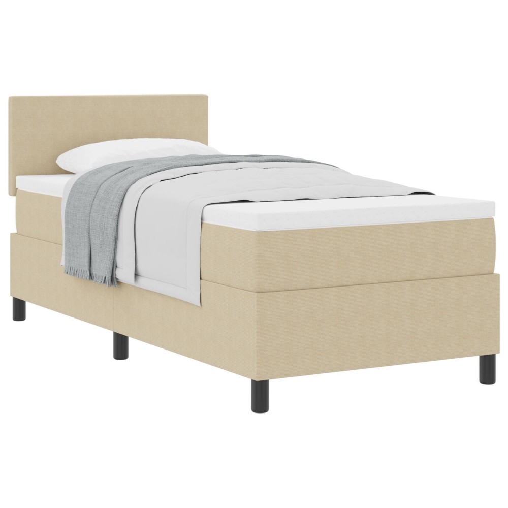 vidaXL Pat cu arcuri Manual Gri deschis și alb. 193 x 90 x 88 cm