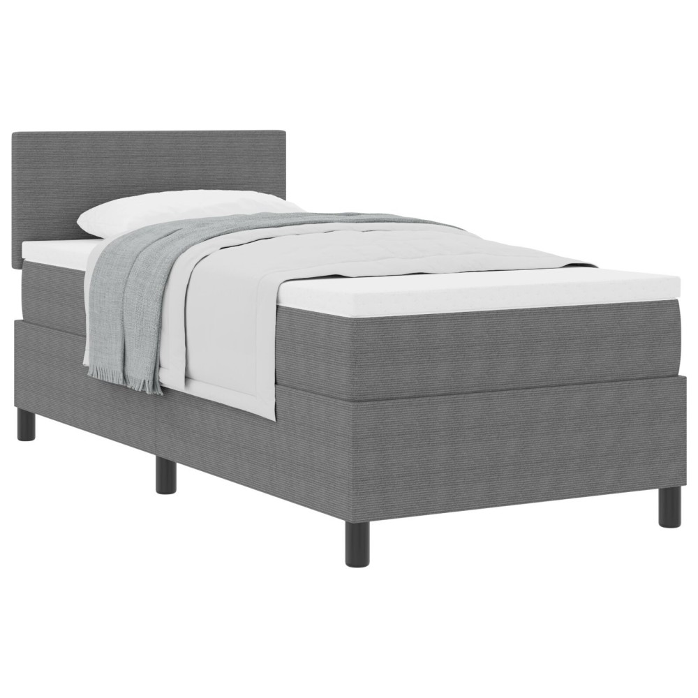vidaXL Pat cu arcuri Manual Gri deschis și alb. 203 x 90 x 88 cm