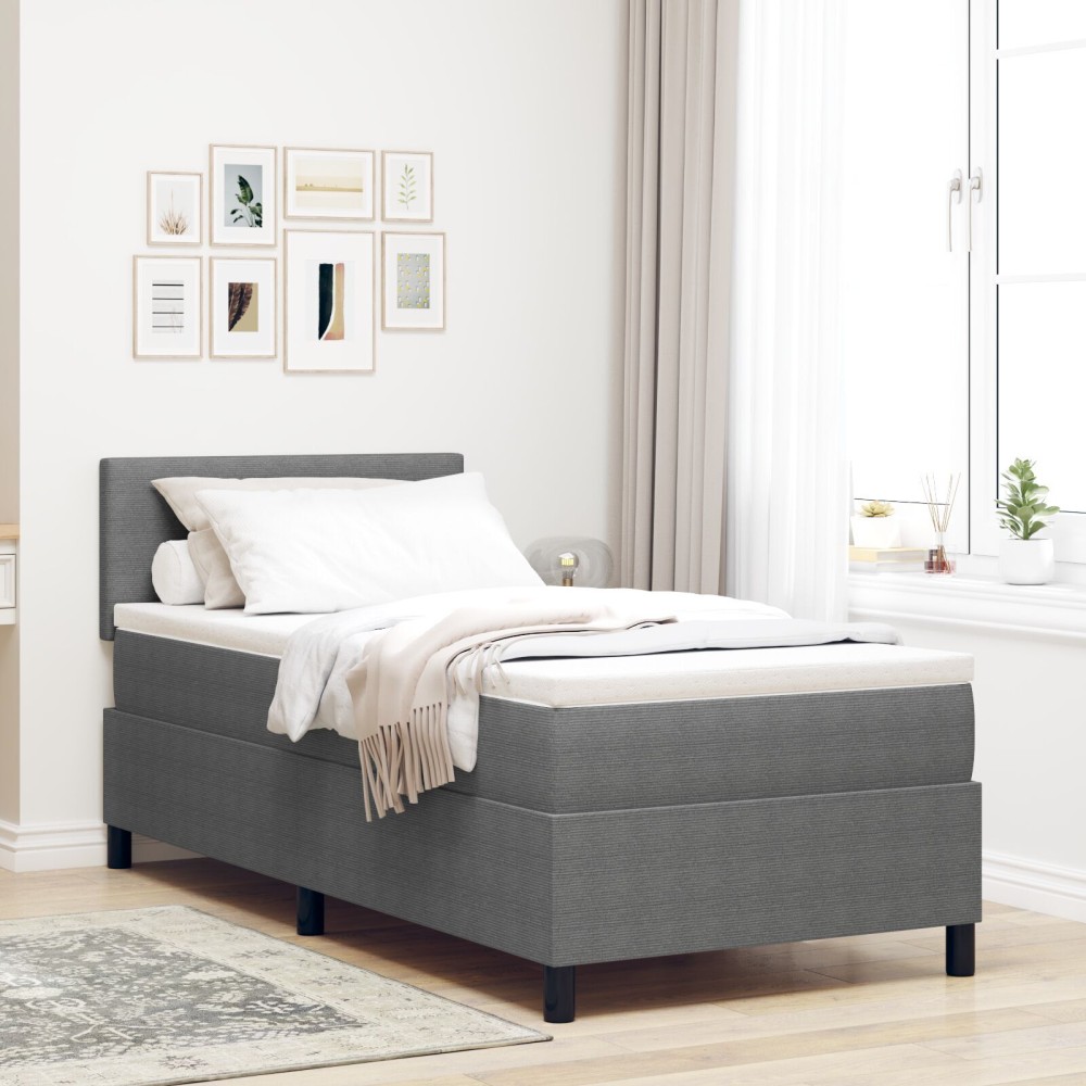vidaXL Pat cu arcuri Manual Gri deschis și alb. 203 x 90 x 88 cm