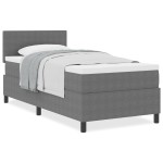 vidaXL Pat cu arcuri Manual Gri deschis și alb. 203 x 90 x 88 cm