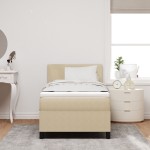 vidaXL Pat cu arcuri Manual Gri deschis și alb. 203 x 100 x 88 cm vidaXL Pat cu arcuri Manual Gri deschis și alb. 203 x 100 x 88 cm