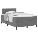 vidaXL Pat cu arcuri Manual Gri deschis și alb. 203 x 120 x 88 cm vidaXL Pat cu arcuri Manual Gri deschis și alb. 203 x 120 x 88 cm