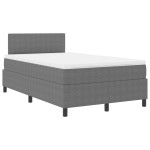 vidaXL Pat cu arcuri Manual Gri deschis și alb. 203 x 120 x 88 cm vidaXL Pat cu arcuri Manual Gri deschis și alb. 203 x 120 x 88 cm