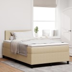 vidaXL Pat cu arcuri Manual Gri deschis și alb. 203 x 120 x 88 cm vidaXL Pat cu arcuri Manual Gri deschis și alb. 203 x 120 x 88 cm