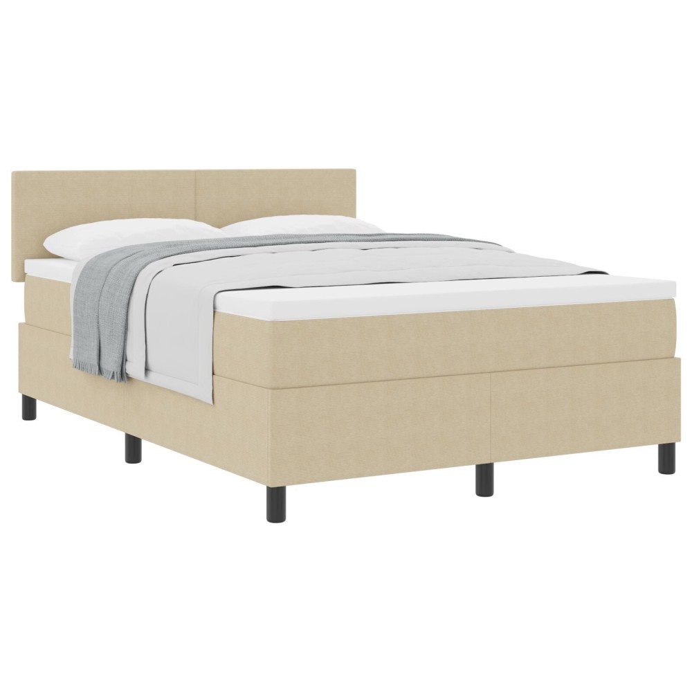 vidaXL Pat cu arcuri Manual Gri deschis și alb. 203 x 144 x 88 cm