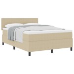 vidaXL Pat cu arcuri Manual Gri deschis și alb. 203 x 144 x 88 cm vidaXL Pat cu arcuri Manual Gri deschis și alb. 203 x 144 x 88 cm