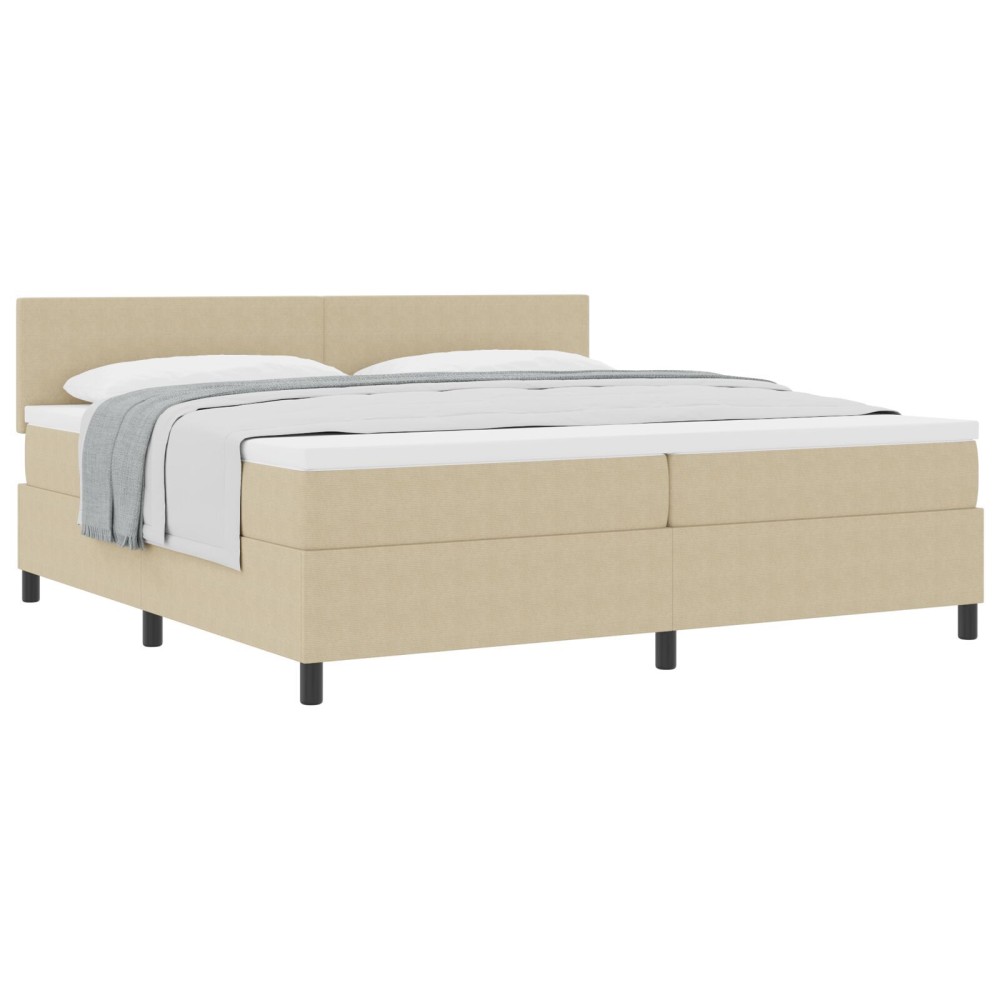 vidaXL Pat cu arcuri Manual Gri deschis și alb. 203 x 200 x 88 cm