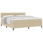 vidaXL Pat cu arcuri Manual Gri deschis și alb. 203 x 200 x 88 cm vidaXL Pat cu arcuri Manual Gri deschis și alb. 203 x 200 x 88 cm