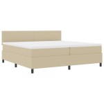 vidaXL Pat cu arcuri Manual Gri deschis și alb. 203 x 200 x 88 cm vidaXL Pat cu arcuri Manual Gri deschis și alb. 203 x 200 x 88 cm