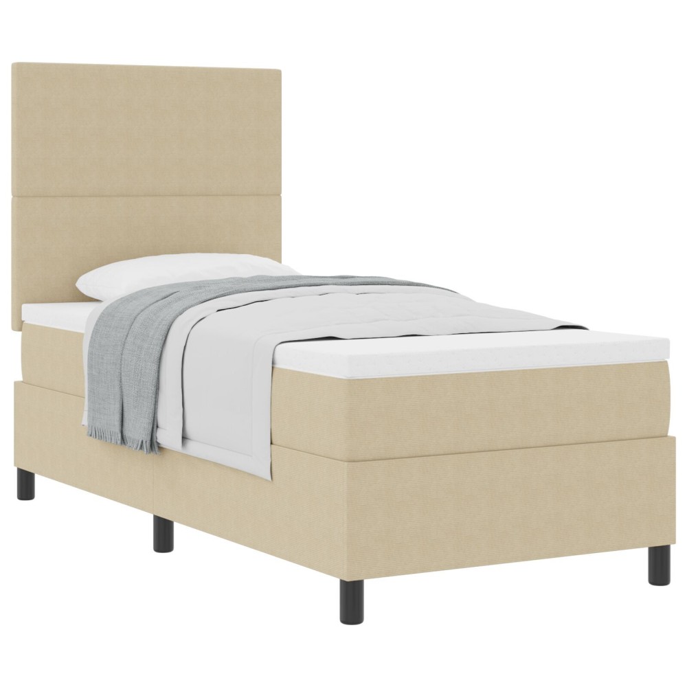 vidaXL Pat cu arcuri Manual Gri deschis și alb. 203 x 100 x 128 cm