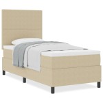 vidaXL Pat cu arcuri Manual Gri deschis și alb. 203 x 100 x 128 cm