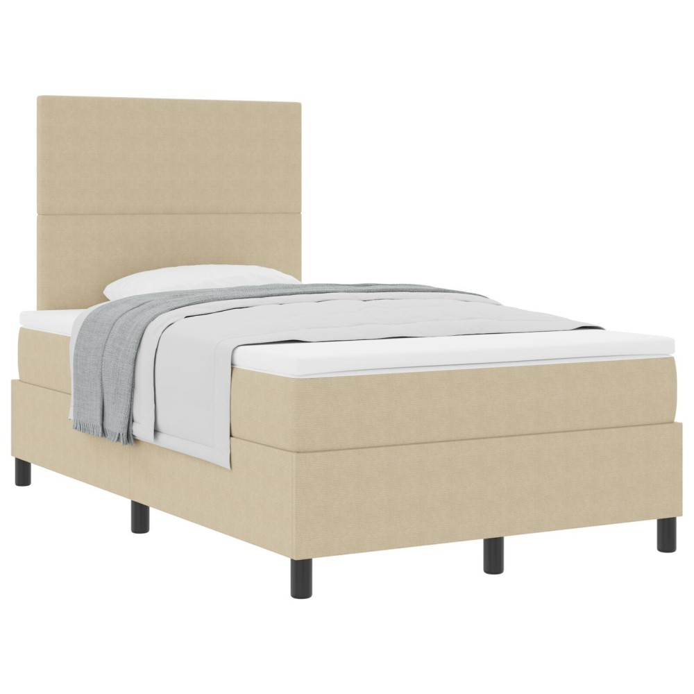 vidaXL Pat cu arcuri Manual Gri deschis și alb. 203 x 120 x 128 cm