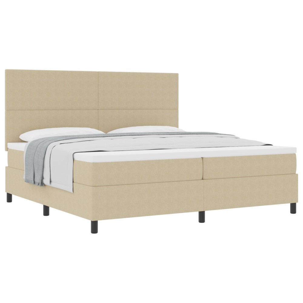 vidaXL Pat cu arcuri Manual Gri deschis și alb. 203 x 200 x 128 cm
