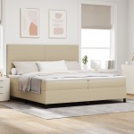 vidaXL Pat cu arcuri Manual Gri deschis și alb. 203 x 200 x 128 cm vidaXL Pat cu arcuri Manual Gri deschis și alb. 203 x 200 x 128 cm