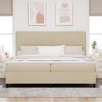 vidaXL Pat cu arcuri Manual Gri deschis și alb. 203 x 200 x 128 cm vidaXL Pat cu arcuri Manual Gri deschis și alb. 203 x 200 x 128 cm