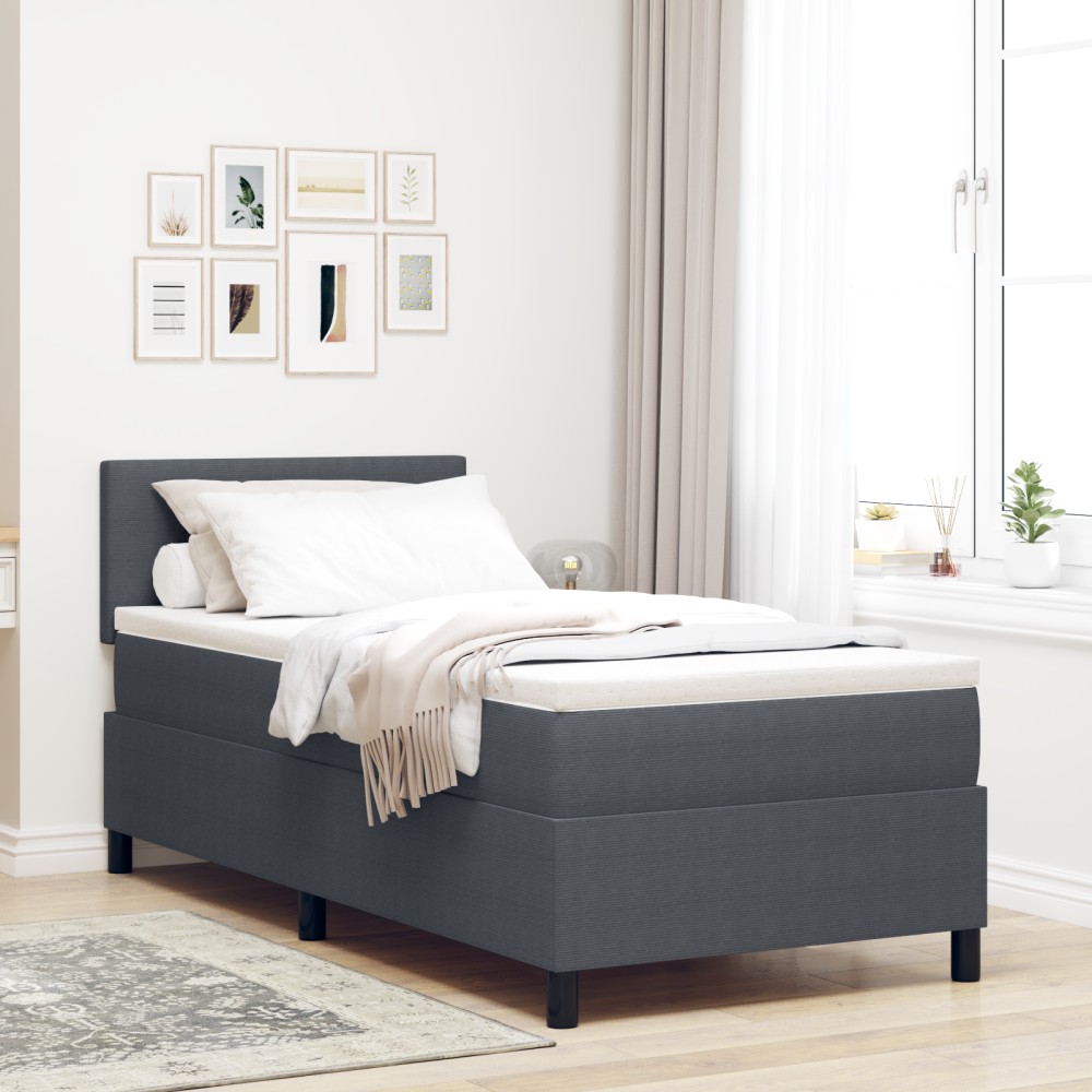 vidaXL Pat cu arcuri Manual Gri închis și alb 203 x 80 x 88 cm
