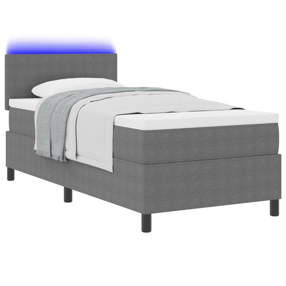 vidaXL Pat cu arcuri Manual Gri deschis și Alb 203 x 90 x 88 cm