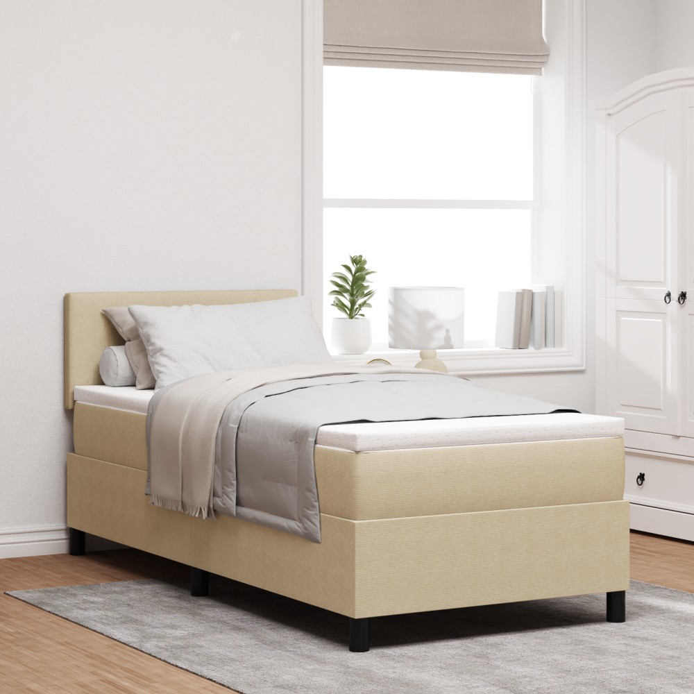 vidaXL Pat cu arcuri Manual Gri deschis și alb. 203 x 90 x 88 cm