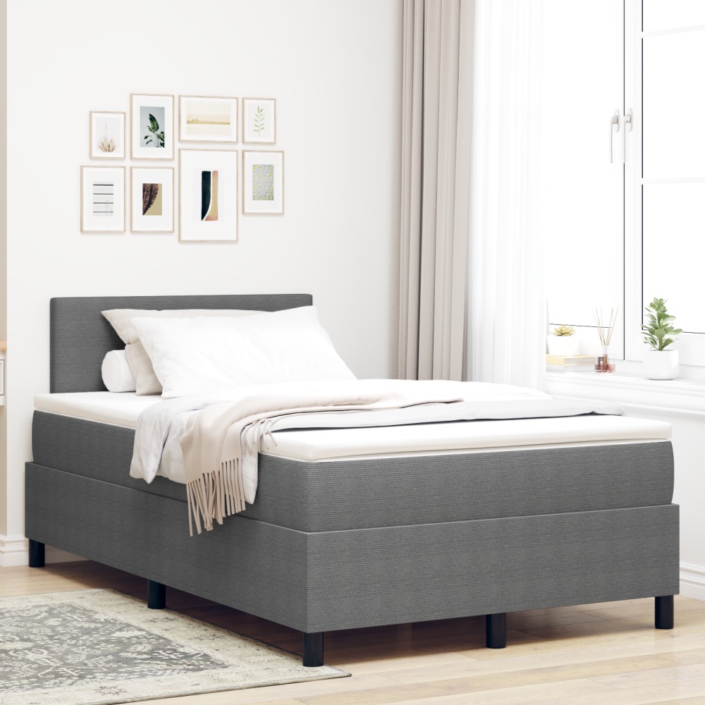 vidaXL Pat cu arcuri Manual Gri deschis și Alb 203 x 120 x 88 cm