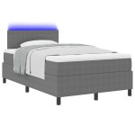 vidaXL Pat cu arcuri Manual Gri deschis și Alb 203 x 120 x 88 cm vidaXL Pat cu arcuri Manual Gri deschis și Alb 203 x 120 x 88 cm