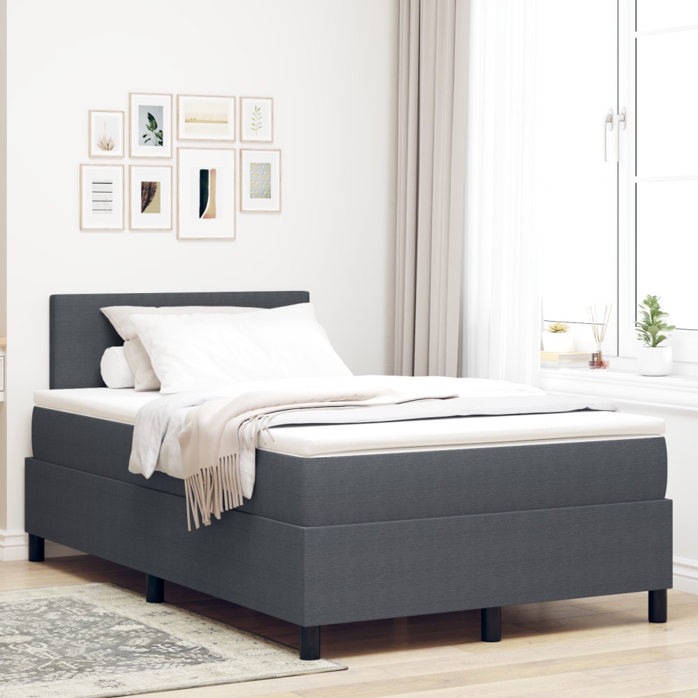 vidaXL Pat cu arcuri Manual Gri închis și Alb 203 x 120 x 88 cm