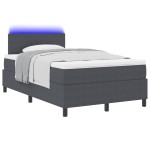vidaXL Pat cu arcuri Manual Gri închis și Alb 203 x 120 x 88 cm vidaXL Pat cu arcuri Manual Gri închis și Alb 203 x 120 x 88 cm