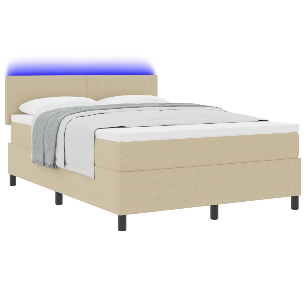 vidaXL Pat cu arcuri Manual Gri deschis și alb. 203 x 144 x 88 cm