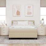 vidaXL Pat cu arcuri Manual Gri deschis și alb. 203 x 144 x 88 cm