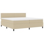 vidaXL Pat cu arcuri Manual Gri deschis și alb. 203 x 200 x 88 cm vidaXL Pat cu arcuri Manual Gri deschis și alb. 203 x 200 x 88 cm