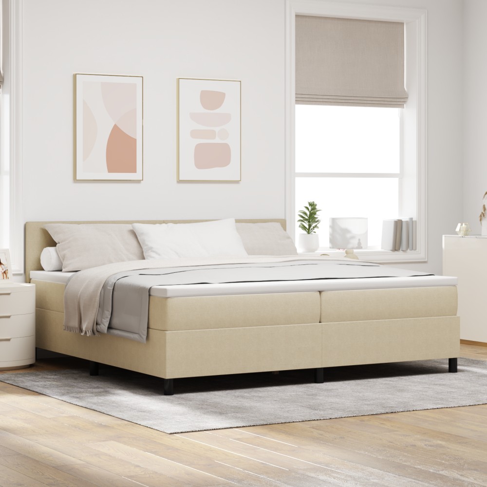 vidaXL Pat cu arcuri Manual Gri deschis și alb. 203 x 200 x 88 cm