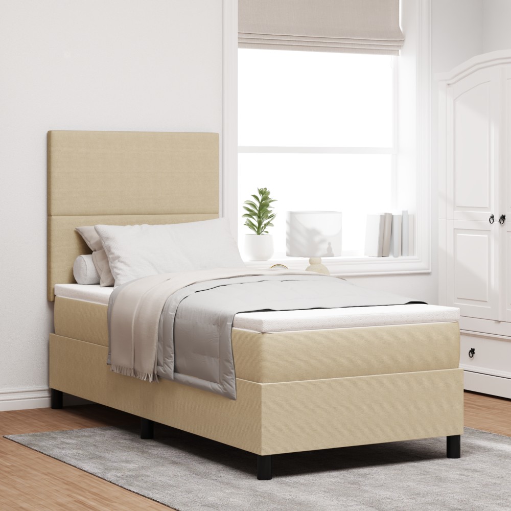 vidaXL Pat cu arcuri Manual Gri deschis și alb. 203 x 100 x 128 cm